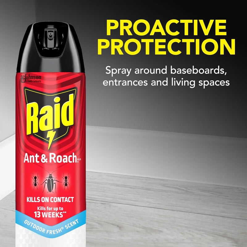 RAID Ant & Roach Killer Spray For Listed Bugs, Keeps Killing for 13 Weeks, Outdoor Fresh Scent, 17.5 oz - Image 3